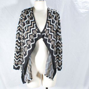 Neutral Tones Open Cardigan Size Small Tan Black White NWT